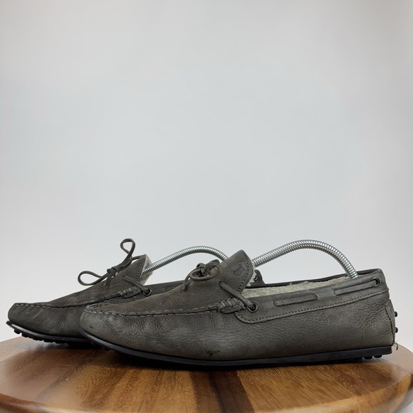 Mens Tods Taupe Nubuck Faux Fur Lined Casual Driving Loafers Shoes Size‎ 9 D main image 9